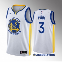 Men Golden State Warriors 3 Chris Paul White Association Edition Stitched Basketball Jersey
