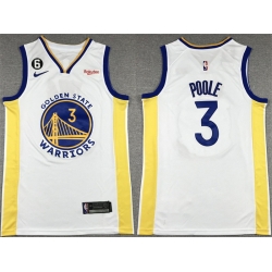 Men Golden State Warriors 3 Jordan Poole White With No 6 Patch Stitched Jersey
