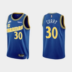 Men Golden State Warriors 30 Stephen Curry 2022 Classic Edition Royal Stitched Basketball Jersey