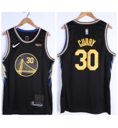 Men Golden State Warriors 30 Stephen Curry 75th Anniversary Black Stitched Basketball Jersey