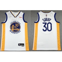 Men Golden State Warriors 30 Stephen Curry 75th Anniversary White Stitched Basketball Jersey