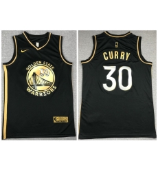 Men Golden State Warriors 30 Stephen Curry Black Gold 2021 Nike Swin