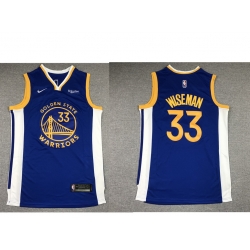 Men Golden State Warriors 33 James Wiseman Blue 2019 Nike Swingman NEW Rakuten Logo Stitched NBA Jersey