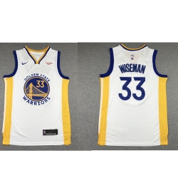 Men Golden State Warriors 33 James Wiseman White 2019 Nike Swingman NEW Rakuten Logo Stitched NBA Jersey