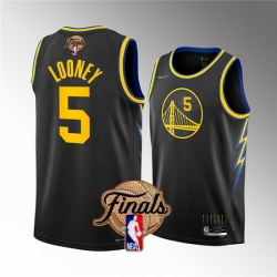 Men Golden State Warriors 5 Kevon Looney 2022 Black NBA Finals Stitched Jersey