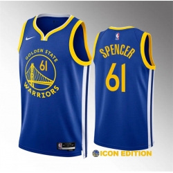 Men Golden State Warriors 61 Pat Spencer Blue Icon Edition Stitched Basketball Jersey