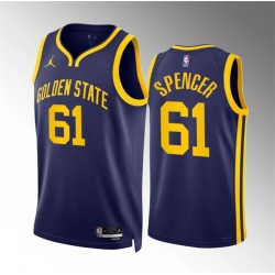 Men Golden State Warriors 61 Pat Spencer Navy Statement Edition Stitched Basketball Jersey