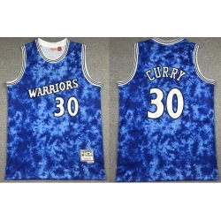 Men Golden Warriors Stephen Curry 30 Blue Constellation Edition Hardwood Classic Mitchll Ness NBA Jersey