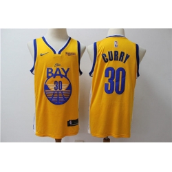 Men Golden Warriors Stephen Curry 30 Yellow Nike Swingman Jersey