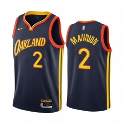 Men Nike Golden State Warriors 2 Nico Mannion Navy NBA Swingman 2020 21 City Edition Jersey