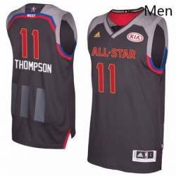 Mens Adidas Golden State Warriors 11 Klay Thompson Authentic Charcoal 2017 All Star NBA Jersey