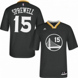 Mens Adidas Golden State Warriors 15 Latrell Sprewell Authentic Black Alternate NBA Jersey