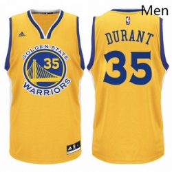 Mens Adidas Golden State Warriors 35 Kevin Durant Authentic Gold NBA Jersey