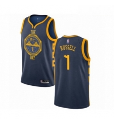 Mens Golden State Warriors 1 DAngelo Russell Authentic Navy Blue Basketball Jersey City Edition 