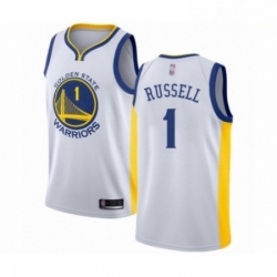 Mens Golden State Warriors 1 DAngelo Russell Authentic White Basketball Jersey Association Edition 