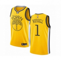 Mens Golden State Warriors 1 DAngelo Russell Yellow Swingman Jersey Earned Edition 
