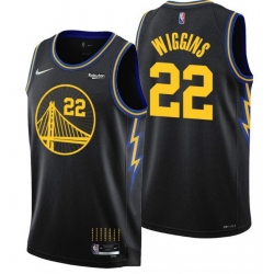Men's Golden State Warriors #22 Andrew Wiggins 2021 22 City Edition Black 75th Anniversary Stitched Basketball Jersey