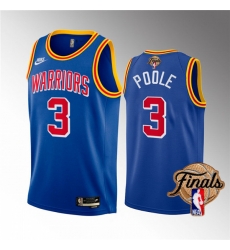 Men's Golden State Warriors #3 Jordan Poole 2022 Royal NBA Finals Stitched Jersey