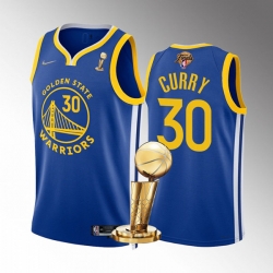 Men's Golden State Warriors #30 Stephen Curry 2022 Royal NBA Finals Champions Stitched Jersey