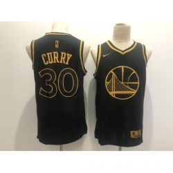 Men's Golden State Warriors #30 Stephen Curry Nike Black Gold Swingman Player Jersey