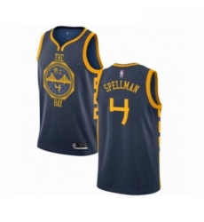 Mens Golden State Warriors 4 Omari Spellman Authentic Navy Blue Basketball Jersey City Edition 