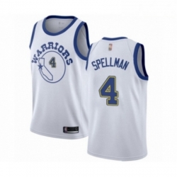 Mens Golden State Warriors 4 Omari Spellman Authentic White Hardwood Classics Basketball Jersey 