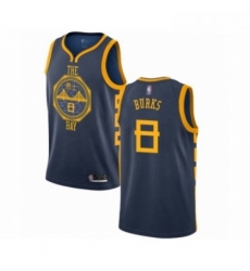 Mens Golden State Warriors 8 Alec Burks Authentic Navy Blue Basketball Jersey City Edition 
