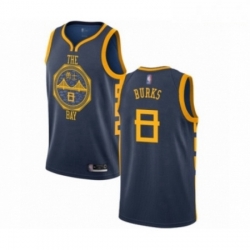 Mens Golden State Warriors 8 Alec Burks Authentic Navy Blue Basketball Jersey City Edition 
