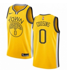 Mens Nike Golden State Warriors 0 DeMarcus Cousins Gold NBA Swingman Earned Edition Jersey 