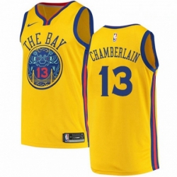 Mens Nike Golden State Warriors 13 Wilt Chamberlain Authentic Gold NBA Jersey City Edition