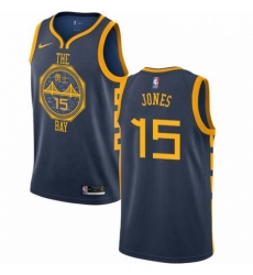 Mens Nike Golden State Warriors 15 Damian Jones Swingman Navy Blue NBA Jersey City Edition
