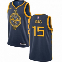 Mens Nike Golden State Warriors 15 Damian Jones Swingman Navy Blue NBA Jersey City Edition