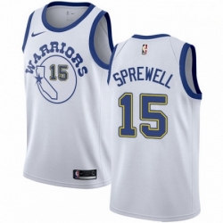 Mens Nike Golden State Warriors 15 Latrell Sprewell Authentic White Hardwood Classics NBA Jersey