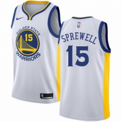 Mens Nike Golden State Warriors 15 Latrell Sprewell Authentic White Home NBA Jersey Association Edition