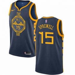 Mens Nike Golden State Warriors 15 Latrell Sprewell Swingman Navy Blue NBA Jersey City Edition
