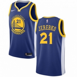 Mens Nike Golden State Warriors 21 Jonas Jerebko Blue NBA Swingman Icon Edition Jersey 