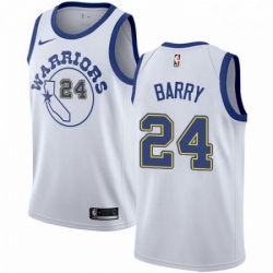 Mens Nike Golden State Warriors 24 Rick Barry Swingman White Hardwood Classics NBA Jersey