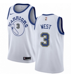 Mens Nike Golden State Warriors 3 David West Authentic White Hardwood Classics NBA Jersey