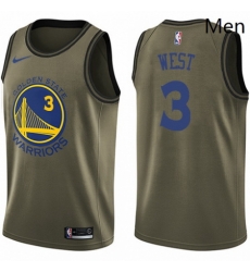 Mens Nike Golden State Warriors 3 David West Swingman Green Salute to Service NBA Jersey
