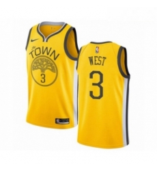 Mens Nike Golden State Warriors 3 David West Yellow Swingman Jersey Earned Edition