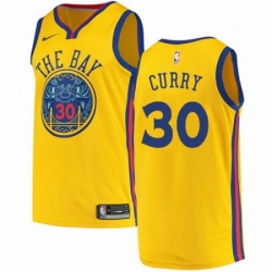 Mens Nike Golden State Warriors 30 Stephen Curry Authentic Gold NBA Jersey City Edition