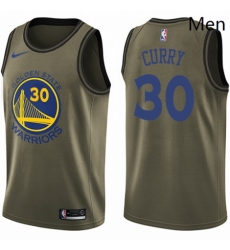Mens Nike Golden State Warriors 30 Stephen Curry Swingman Green Salute to Service NBA Jersey