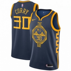 Mens Nike Golden State Warriors 30 Stephen Curry Swingman Navy Blue NBA Jersey City Edition