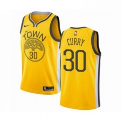 Mens Nike Golden State Warriors 30 Stephen Curry Yellow Swingman Jersey Earned Edition