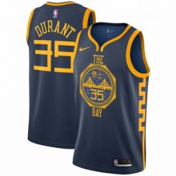 Mens Nike Golden State Warriors 35 Kevin Durant Swingman Navy Blue NBA Jersey City Edition