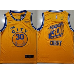 Warriors 30 Stephen Curry Yellow City Edition Nike Swingman Jersey