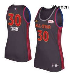 Womens Adidas Golden State Warriors 30 Stephen Curry Authentic Charcoal 2017 All Star NBA Jersey