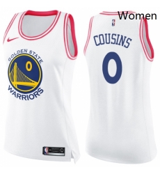 Womens Nike Golden State Warriors 0 DeMarcus Cousins White Pink NBA Swingman Fashion Jersey 