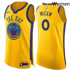 Womens Nike Golden State Warriors 0 Patrick McCaw Swingman Gold NBA Jersey City Edition 