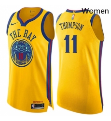 Womens Nike Golden State Warriors 11 Klay Thompson Swingman Gold NBA Jersey City Edition